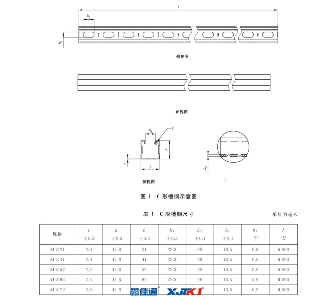 装配式支吊架C型槽钢规格尺寸